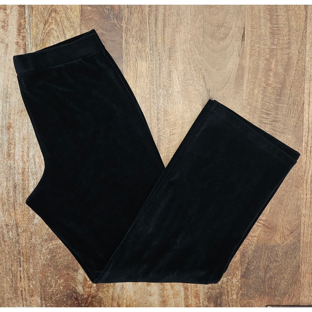 Lauren Ralph Lauren Pants Womens M Black Velour Straight Leg Y2K Aesthetic